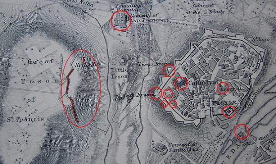 Plano de Ciudad Rodrigo durante el asedio de 1812