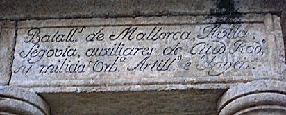 Dedicatoria a Batallones de Mallorca, Segovia, Auxiliares de Ciudad Rodrigo, su milicia aurbana, Artillería e Ingenieros.