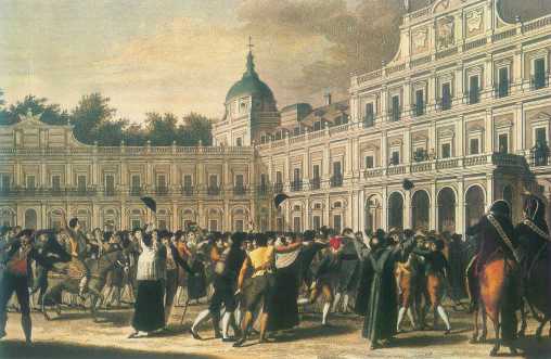La multitud agolpada a las puertas del Placio Real de Aranjuez